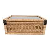 Woven Rattan Wood Display Boxes with Glass Lid | 2 Sizes
