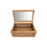 Woven Rattan Wood Display Boxes with Glass Lid | 2 Sizes