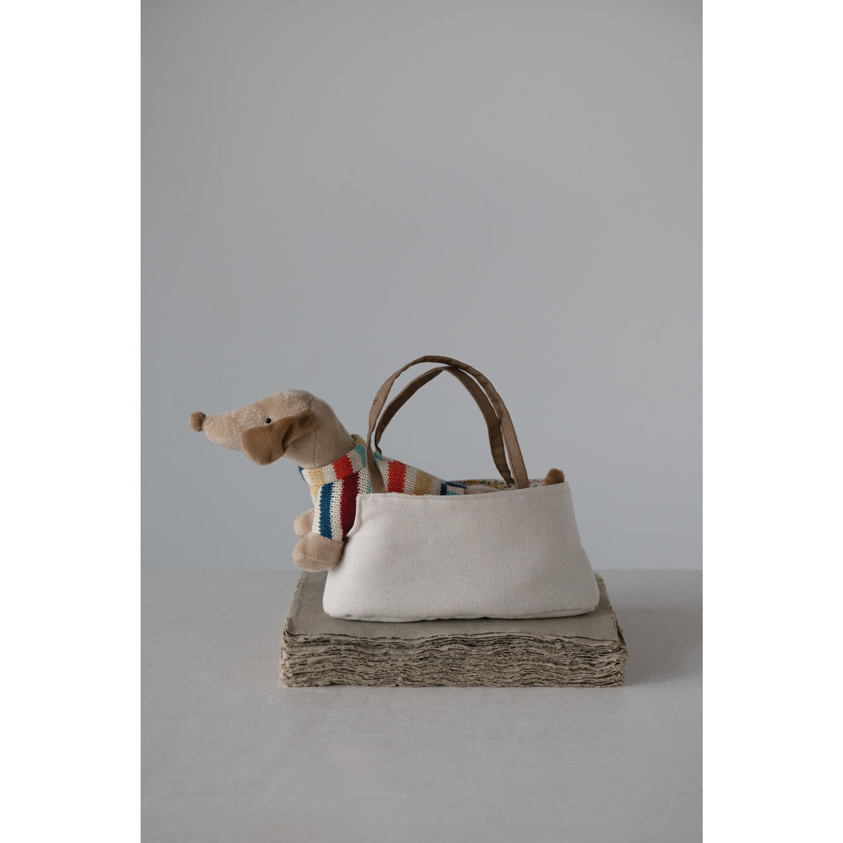 Cotton Removable Dachshund with Sweater in Dog Carrier Purse