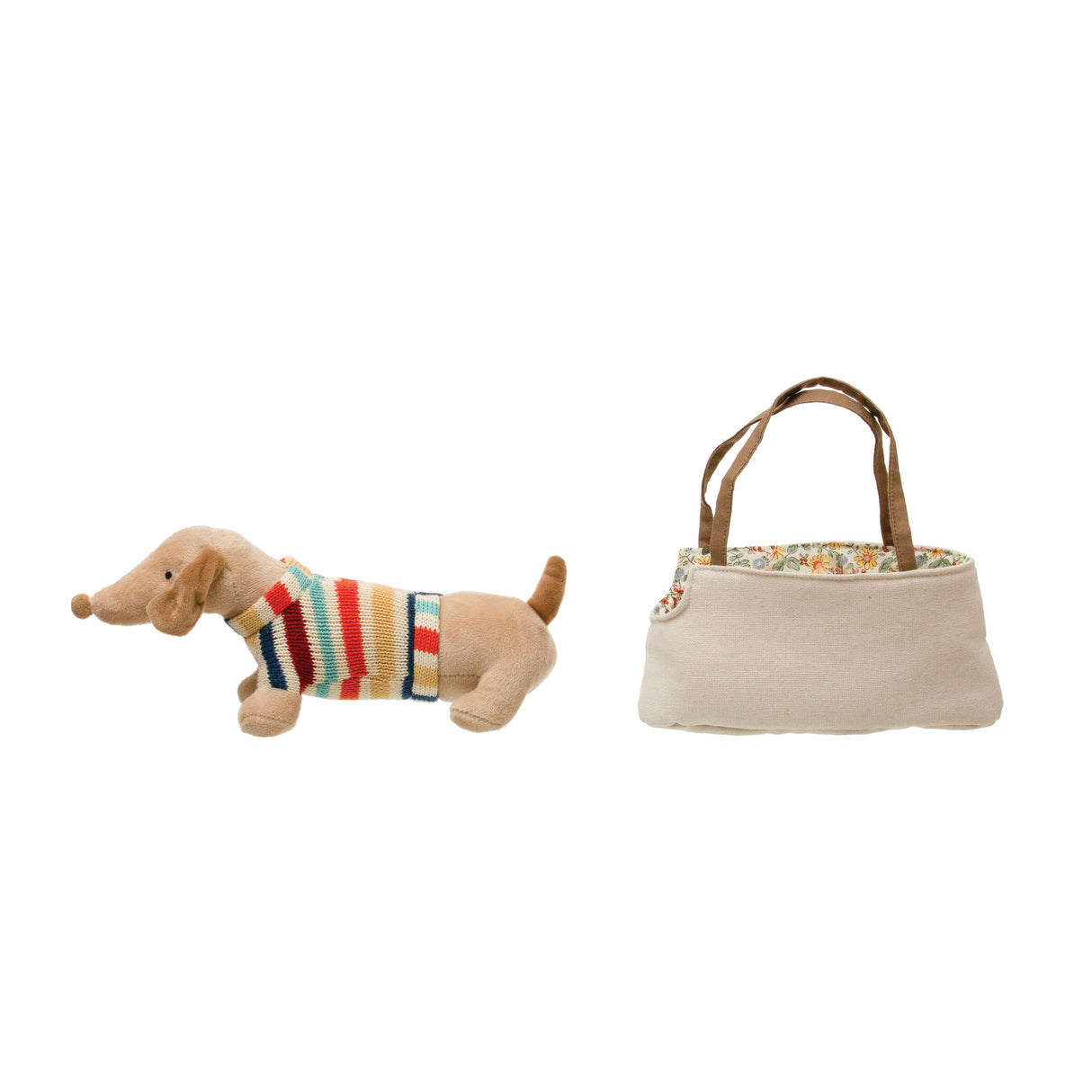 Cotton Removable Dachshund with Sweater in Dog Carrier Purse