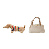 Cotton Removable Dachshund with Sweater in Dog Carrier Purse