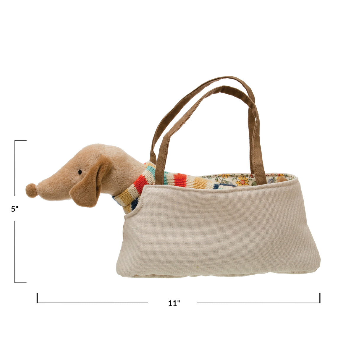 Cotton Removable Dachshund with Sweater in Dog Carrier Purse