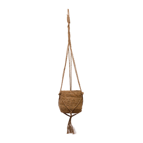 straw planter with jute hanger