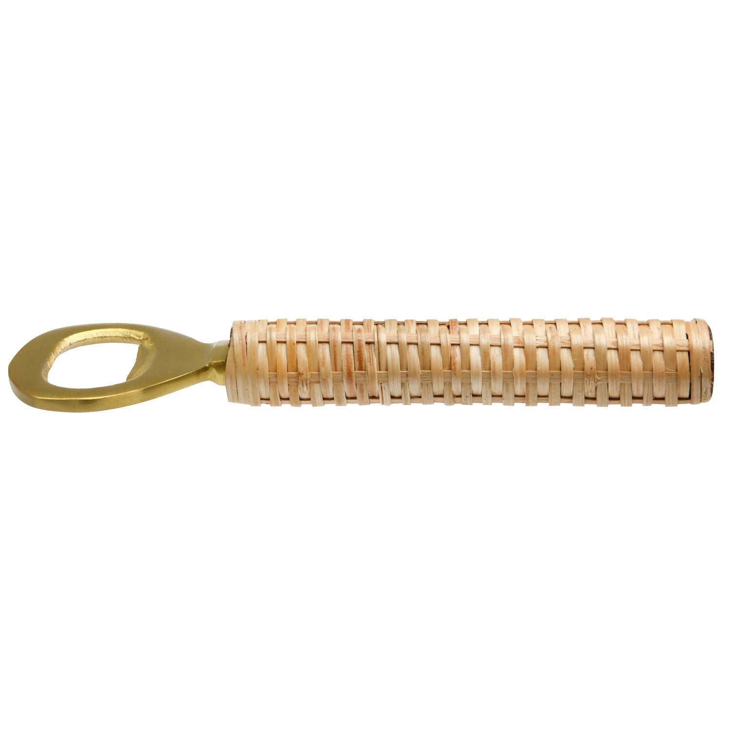 Brass Bottle Opener with Bamboo Wrapped Handle - Thumbnail 5
