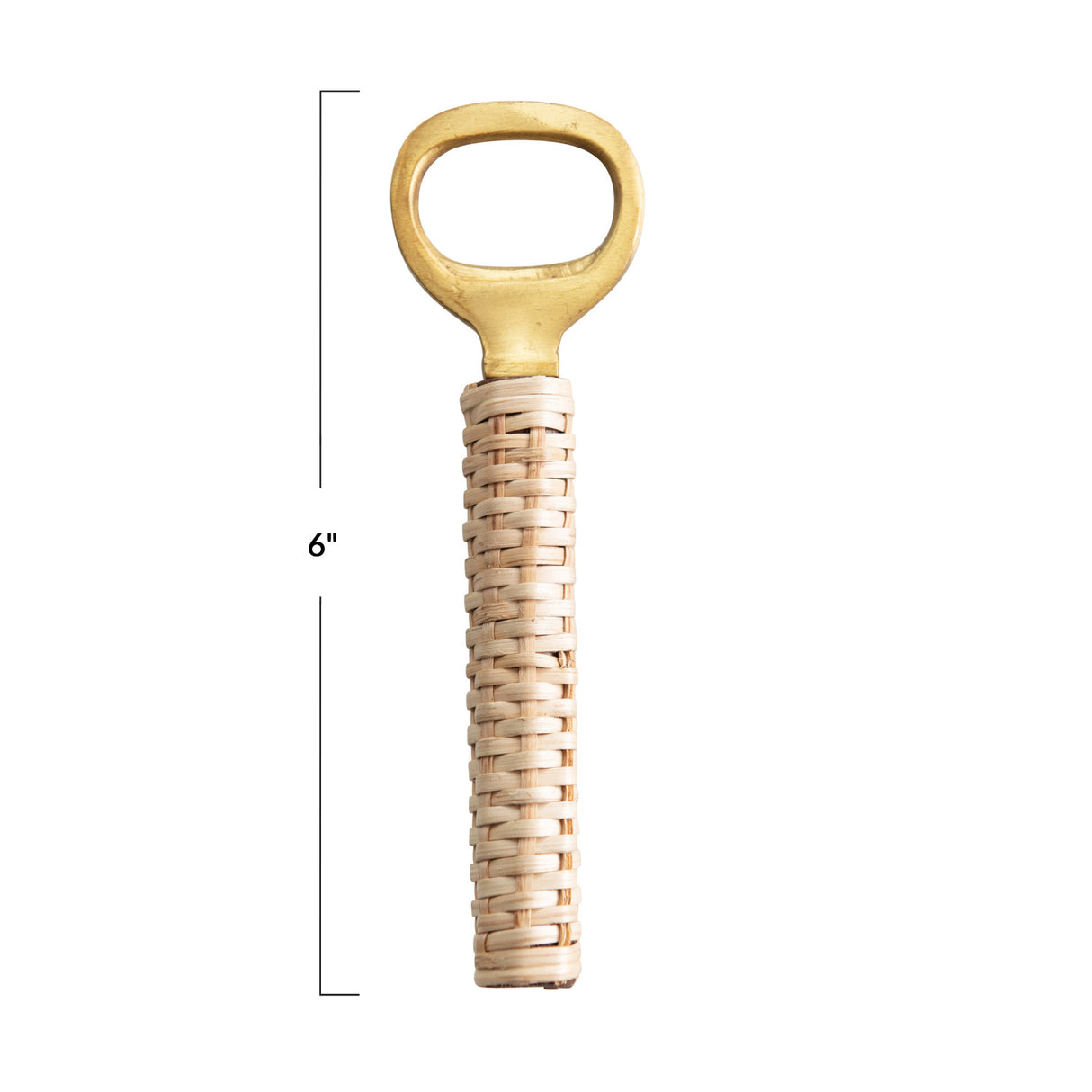 Brass Bottle Opener with Bamboo Wrapped Handle