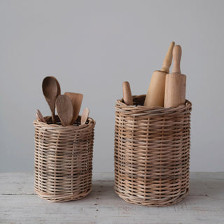 Hand-Woven Wicker Storage Baskets