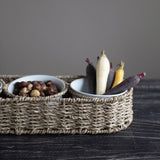 Hand-Woven Seagrass Basket with Ceramic Bowl Set