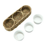 Hand-Woven Seagrass Basket with Ceramic Bowl Set