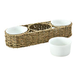 Hand-Woven Seagrass Basket with Ceramic Bowl Set