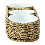 Hand-Woven Seagrass Basket with Ceramic Bowl Set