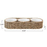 Hand-Woven Seagrass Basket with Ceramic Bowl Set