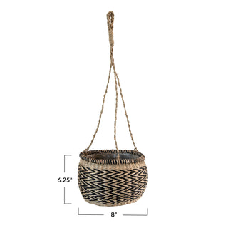 Hand-Woven Hanging Seagrass Basket Planter with Lining