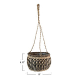 Hand-Woven Hanging Seagrass Basket Planter with Lining