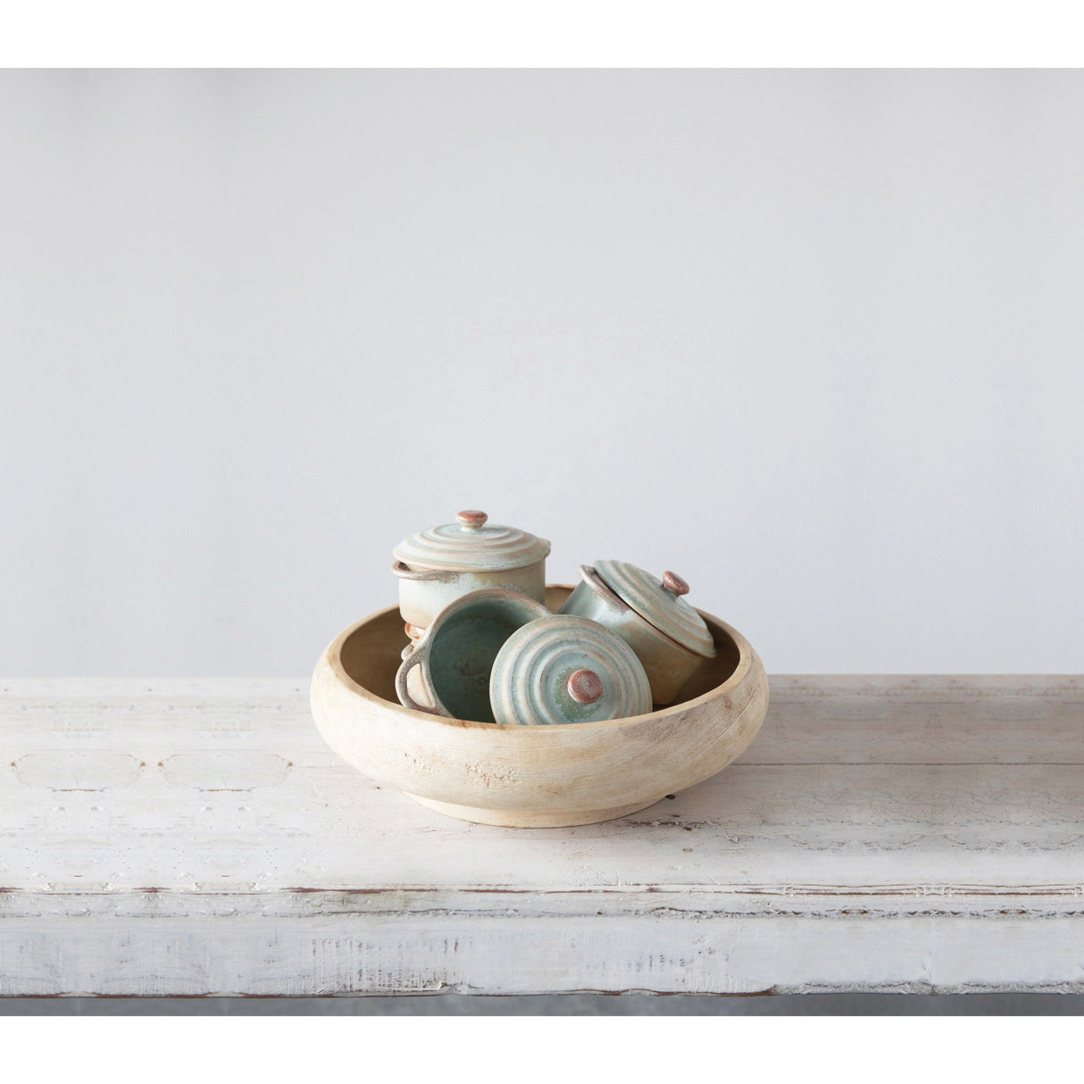 Jade Green Celadon Stoneware Mini Baker with Reactive Glaze