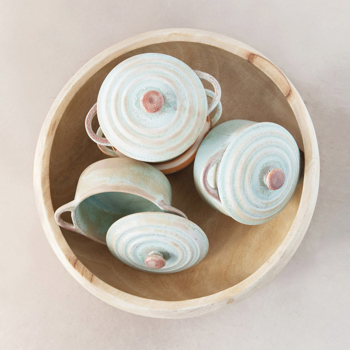 Jade Green Celadon Stoneware Mini Baker with Reactive Glaze