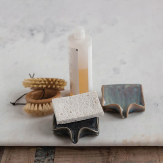 Reactive Glaze Stoneware Soap/Sponge Holder with Drip Spout