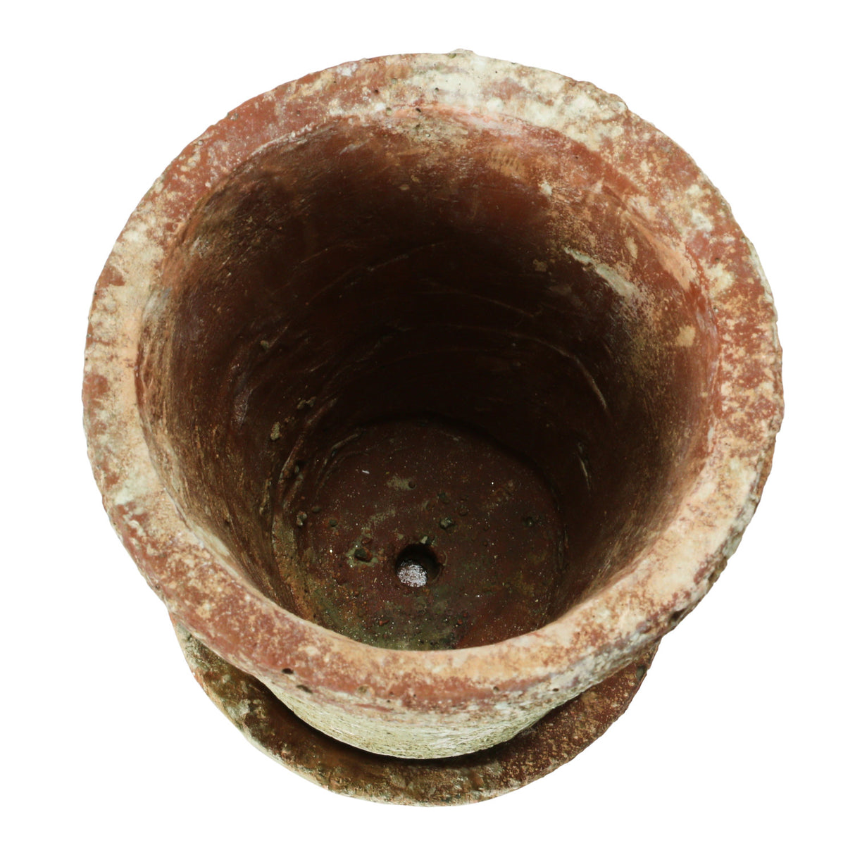 Distressed Terracotta Finish Cement Planter with Saucer