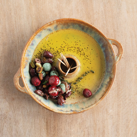 Ceramic Appetizer Serving Dish with Toothpick Holder