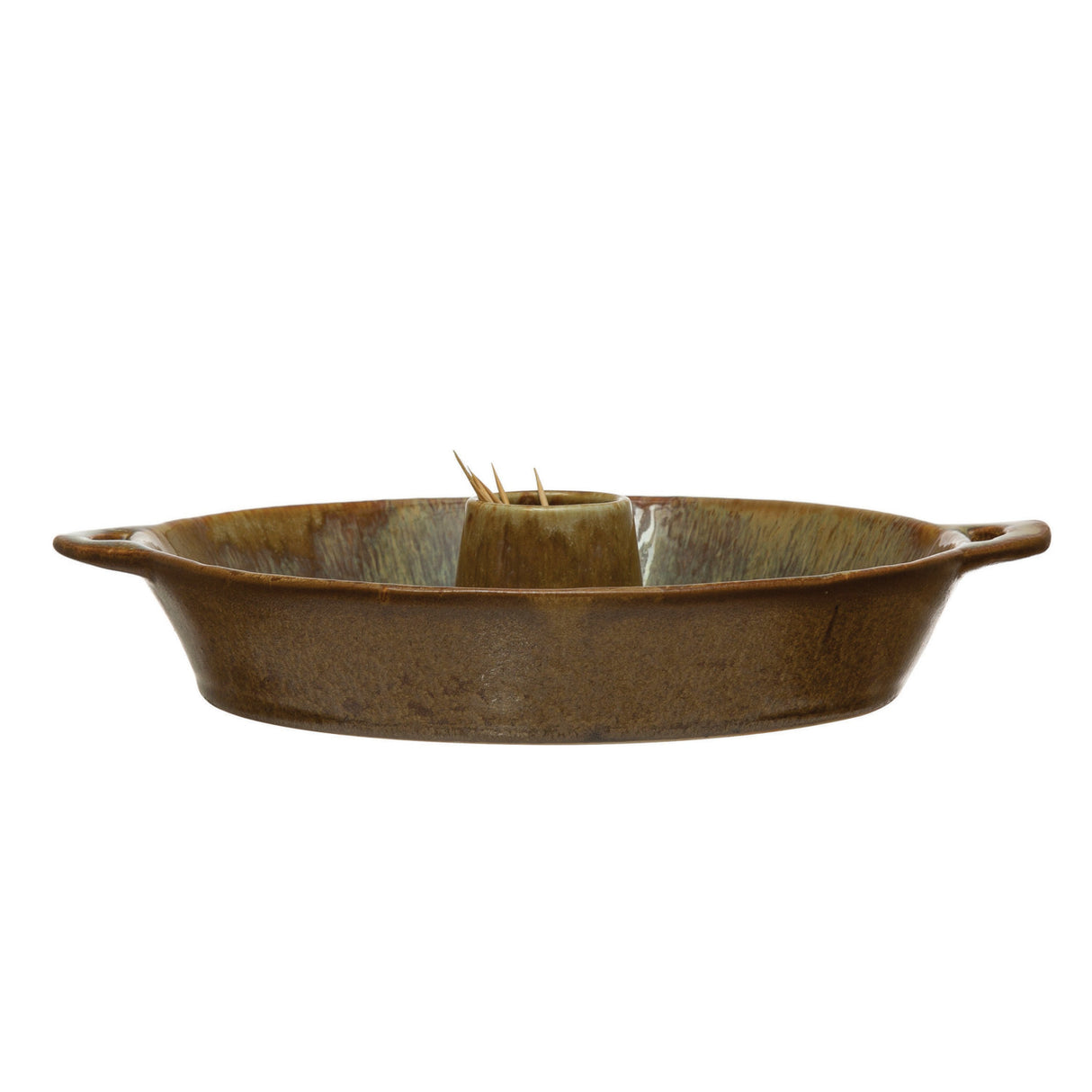 Ceramic Appetizer Serving Dish with Toothpick Holder