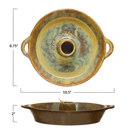 Ceramic Appetizer Serving Dish with Toothpick Holder