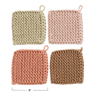 Cotton Chunky Knit Crocheted Pot Holders