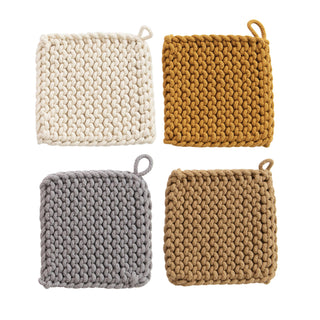 chunky knit crocheted pot holders by Creative Co-Op