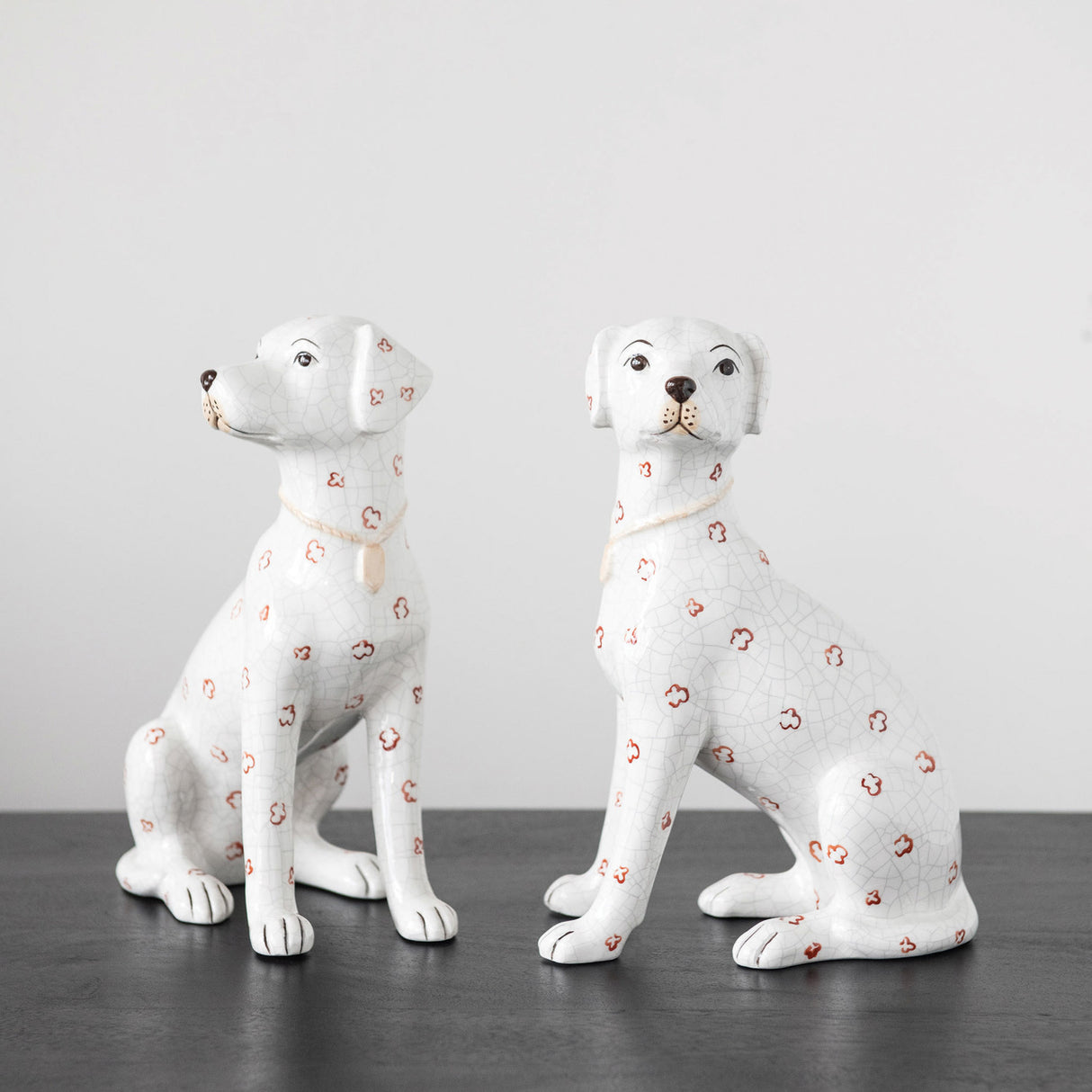 Hand-Painted Crackle Glaze Ceramic Dog