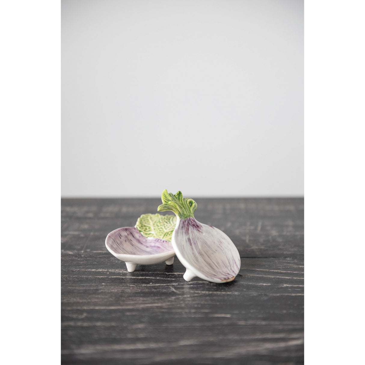 Tiny Ceramic Veggie Tidbit Turnip & Onion Dishes