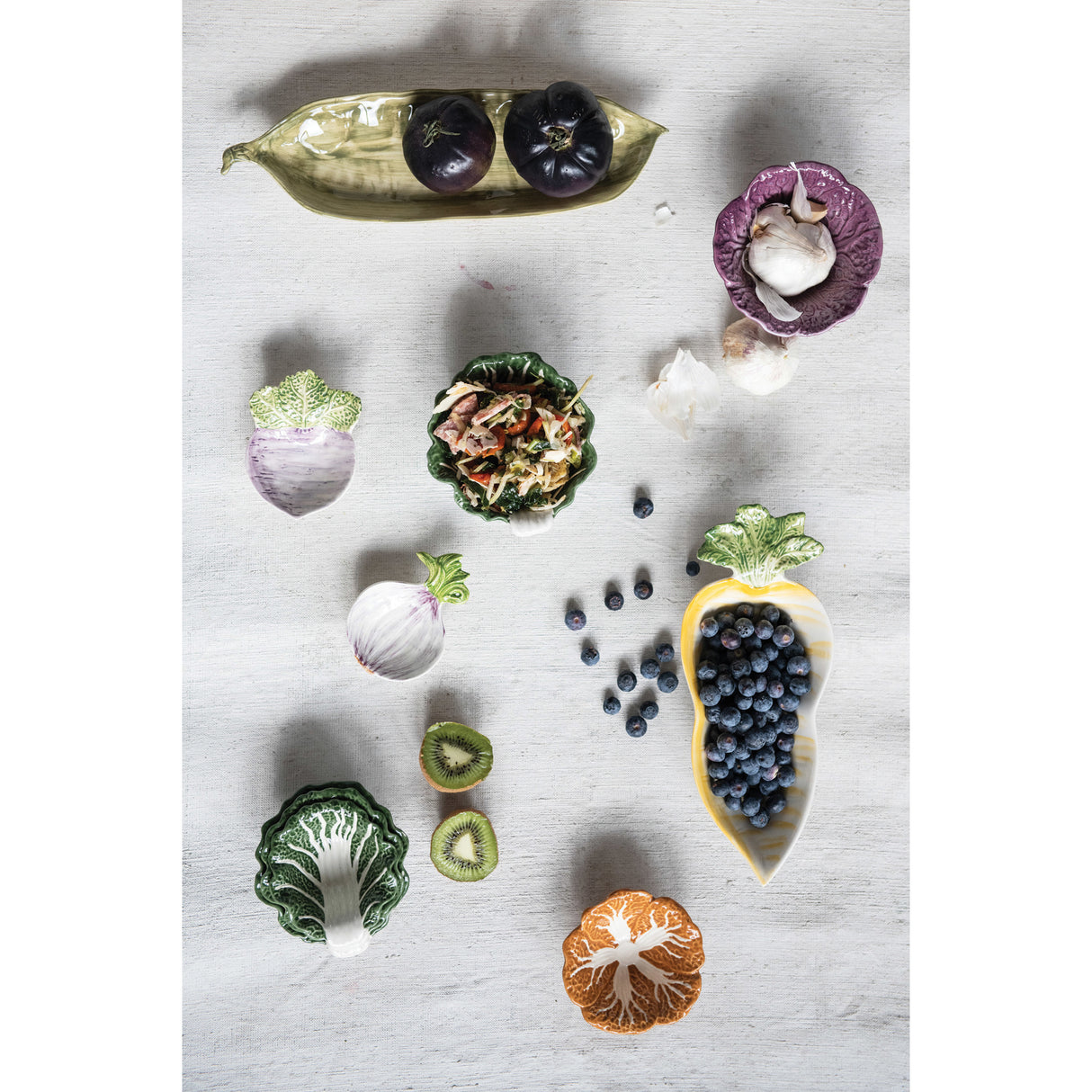 Tiny Ceramic Veggie Tidbit Turnip & Onion Dishes