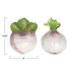 Tiny Ceramic Veggie Tidbit Turnip & Onion Dishes