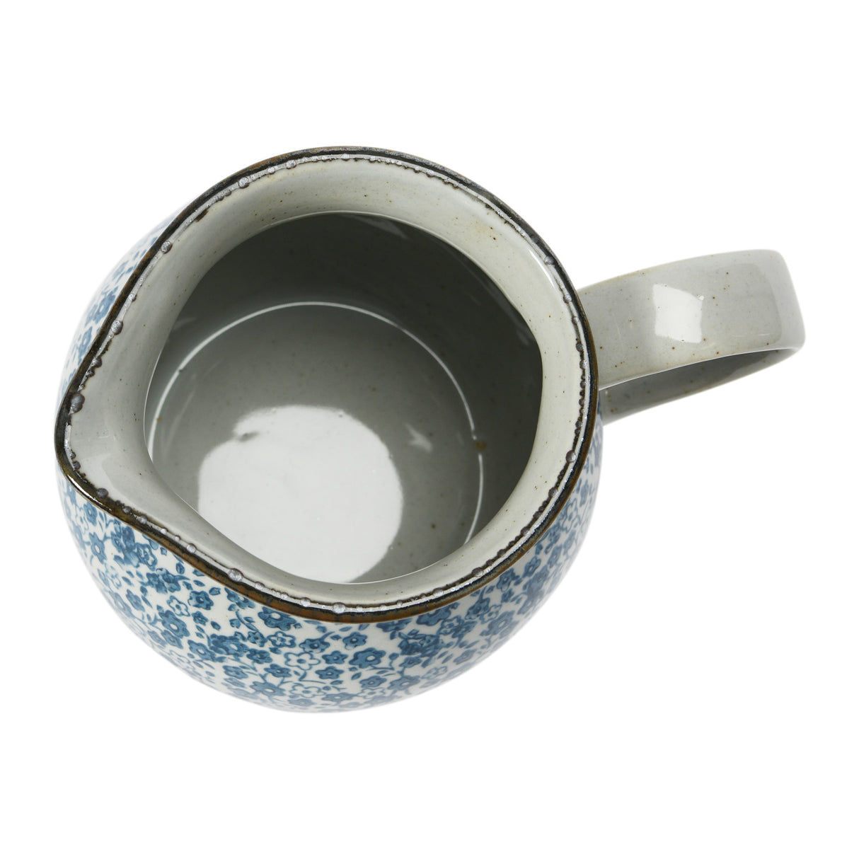 Blue & White Hand-Painted Floral Stoneware Pitcher | 16 oz.