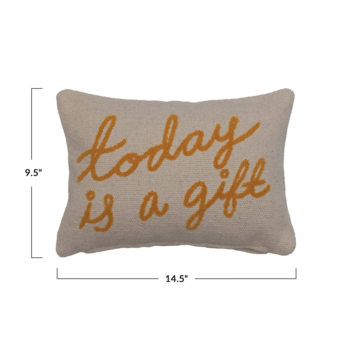 Today is a Gift Embroidered Cotton Lumbar Pillow