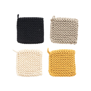 chunky knit crocheted hot pads by Creative Co-Op