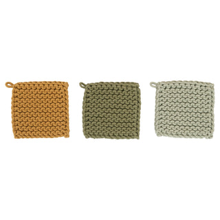 chunky knit trivet hot pads by Creative Co-Op