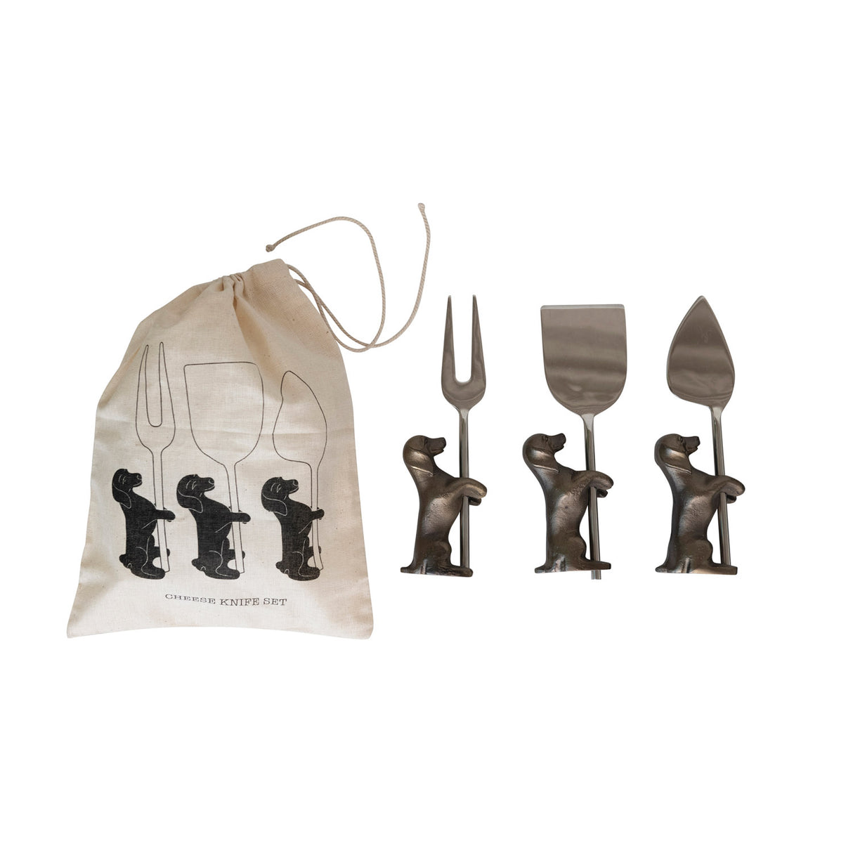 Aluminum Dog Cheese Knife Set | Set of 3