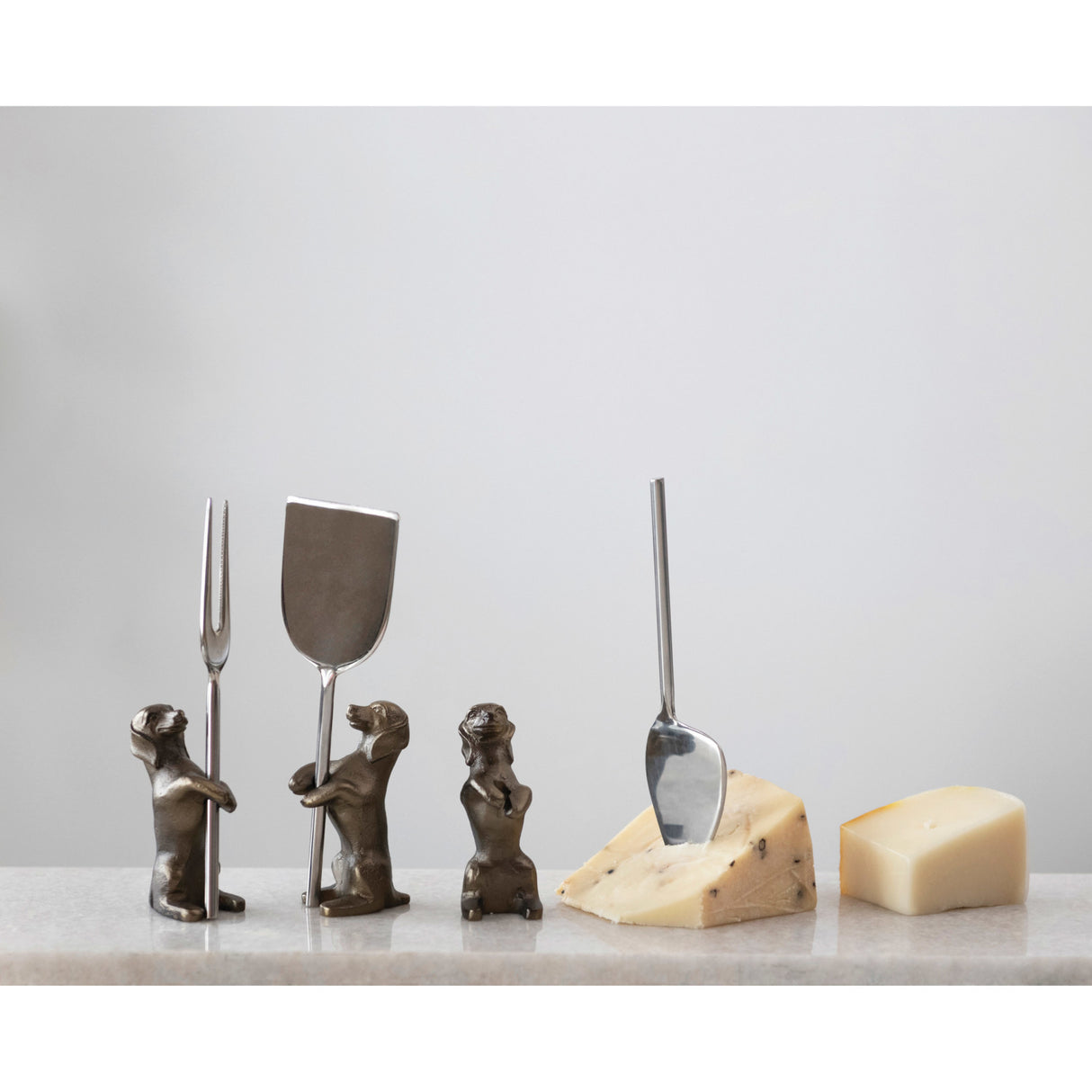 Aluminum Dog Cheese Knife Set | Set of 3