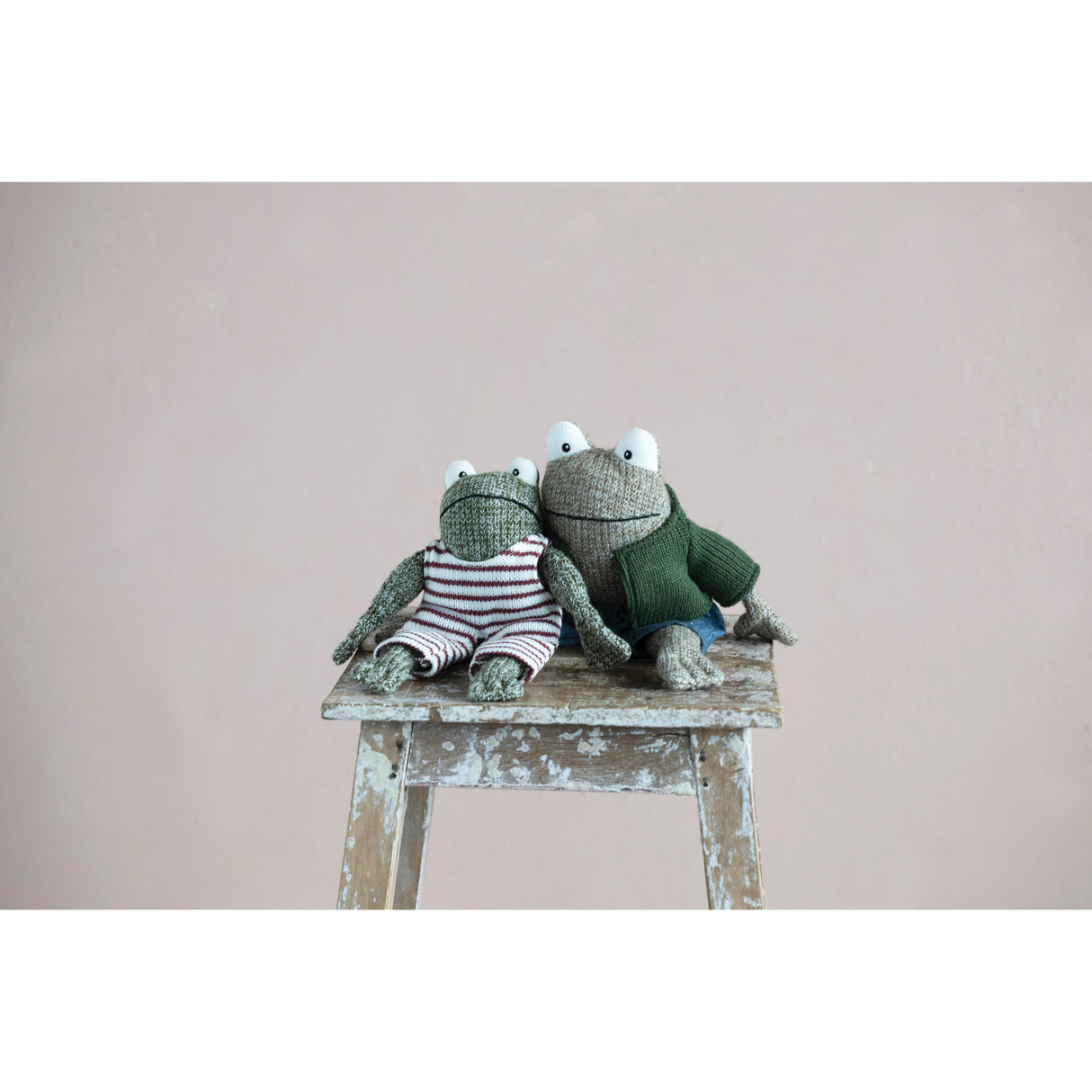 Cotton Plush Frog with Green Shirt and Denim Shorts