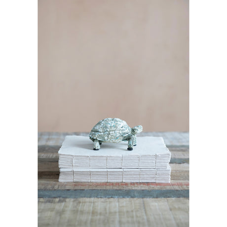 Distressed Verdigris Resin Turtle