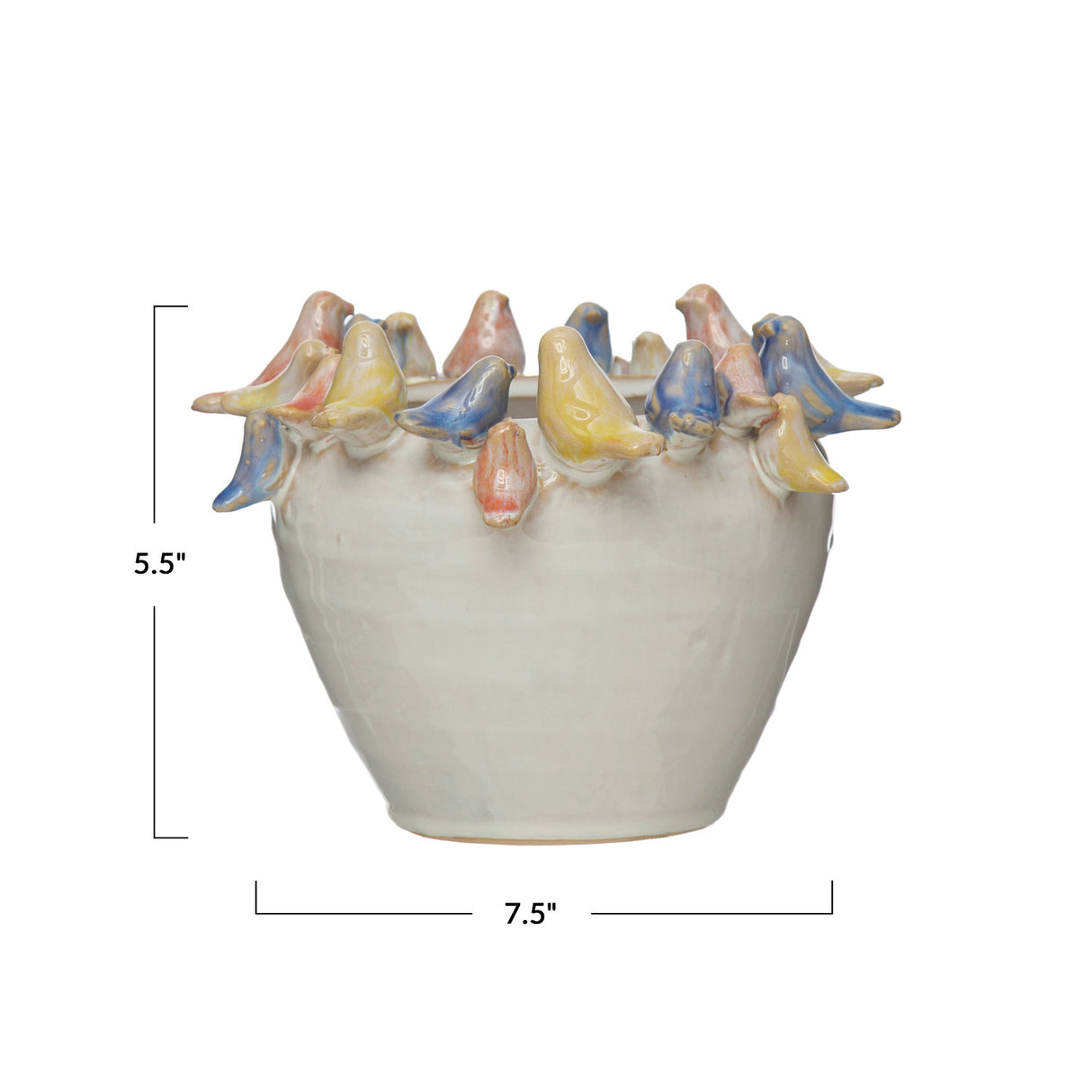 3D Bird Rim Ceramic Planter