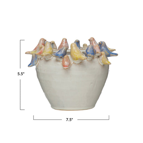 3D Bird Rim Ceramic Planter