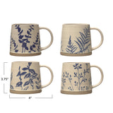 Botanical Blue Hand-Stamped Ceramic Mug