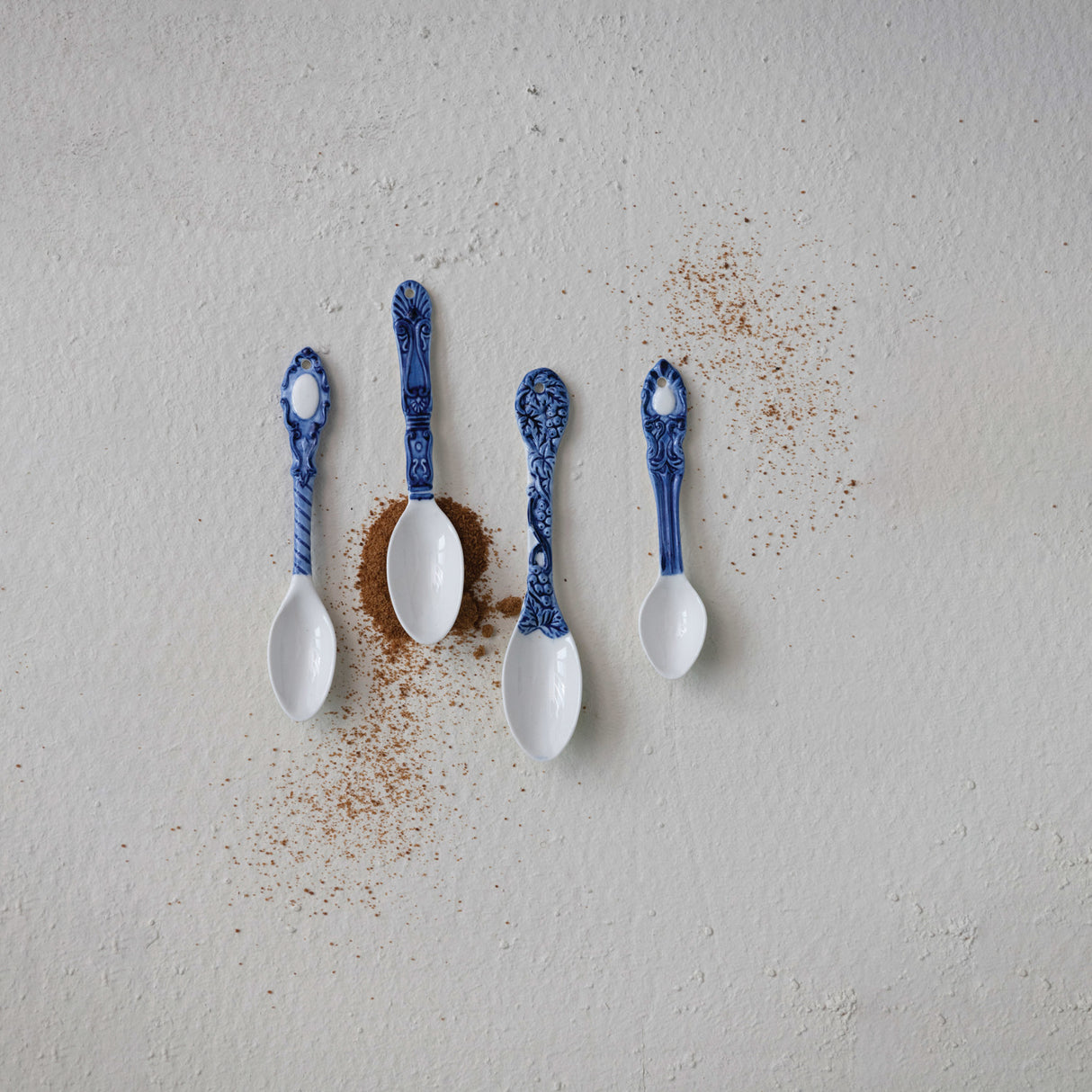 Hand-Painted Embossed Stoneware Spoons