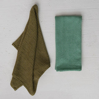 Olive & Teal Cotton Dobby Tea Towels