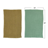 Olive & Teal Cotton Dobby Tea Towels