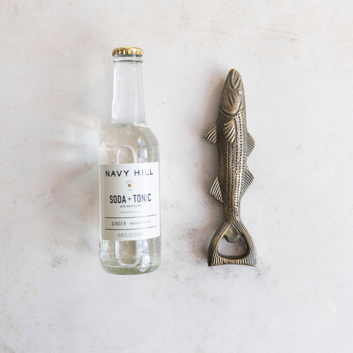 Antique Gold Aluminum Fish Bottle Opener