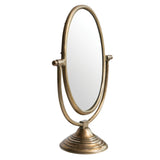 Antique Brass Aluminum Oval Vanity Mirror with Stand