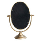 Antique Brass Aluminum Oval Vanity Mirror with Stand