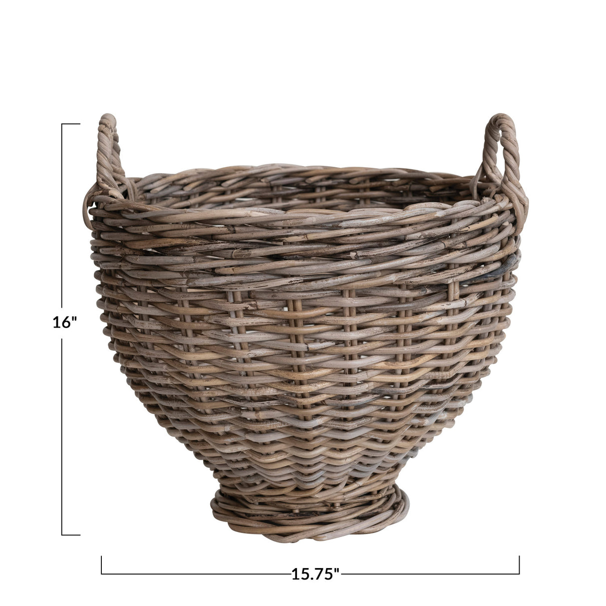 Handwoven Natural Rattan Footed Basket with Handles