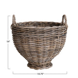Handwoven Natural Rattan Footed Basket with Handles