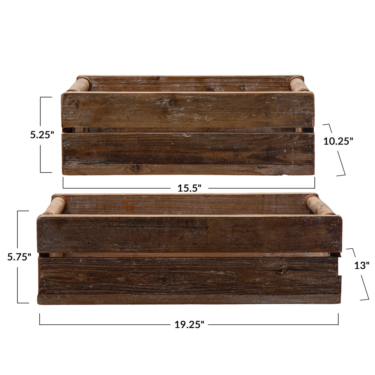 Reclaimed Wood Decorative Storage Crates | 2 Sizes